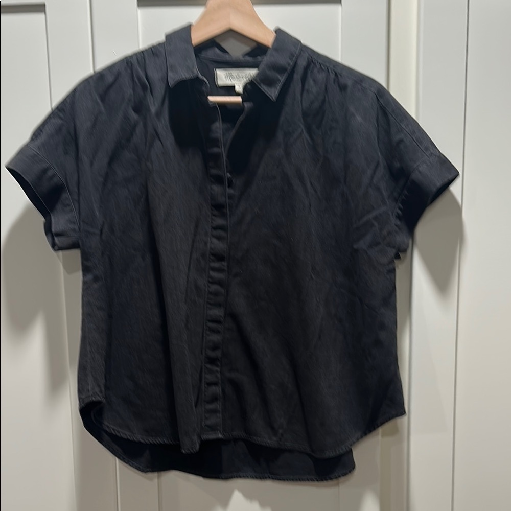 Madewell Black Short Sleeve Polo Button Down